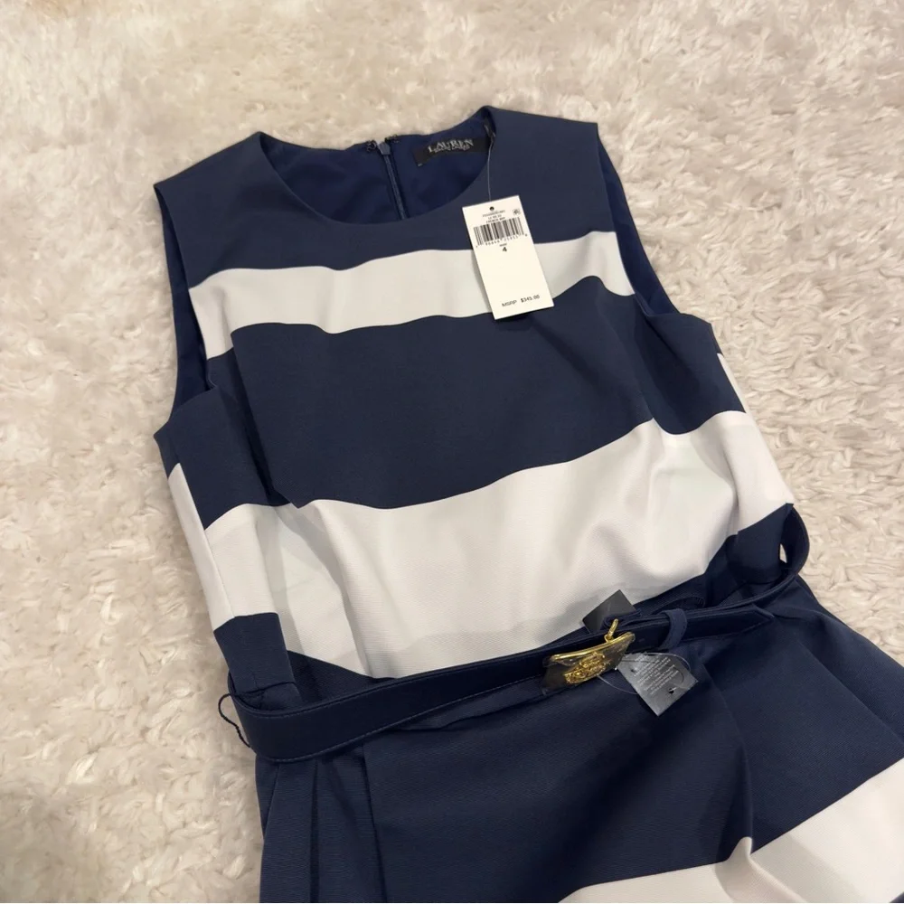 Ralph Lauren Striped Belted Faille Gown - Picture 7 of 13